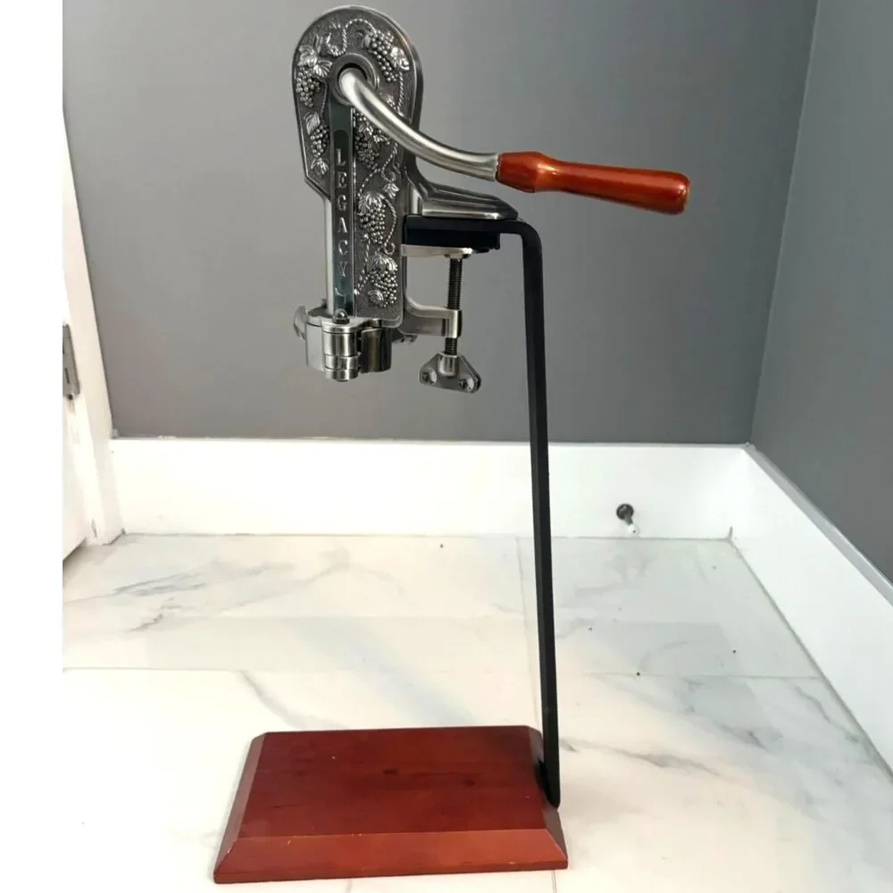 Vintage Legacy Estate Wine Bottle Opener Corkscrew Wood Stand Grapevine 24
